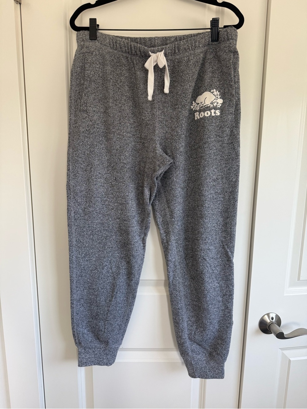 Roots Gray Marled Joggers with White Drawstring